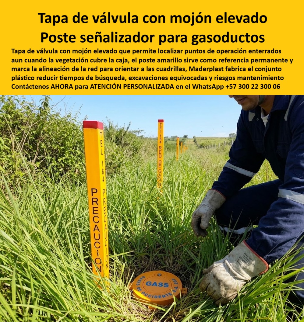 Tapa Válvula Mojón Red Gas Natural Poste Señalizador Visible Maderplast Poste De Referencia Válvulas Enterradas De Gasoductos Mojón Elevado Para Ubicar Cajas De Válvulas Entre Vegetación Poste De Ubicación Puntos De Operación Del Gasoducto