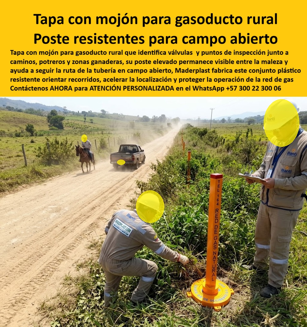 Tapa Válvula Mojón Red Gas Natural Poste Señalizador Visible Maderplast Tapa Con Mojón Señalización De Válvulas De Gas Hito Fila Gasoducto Ruta Trazado Campo Abierto Visible Poste Línea Gas Natural Zona Rural Resistente Hito Señal