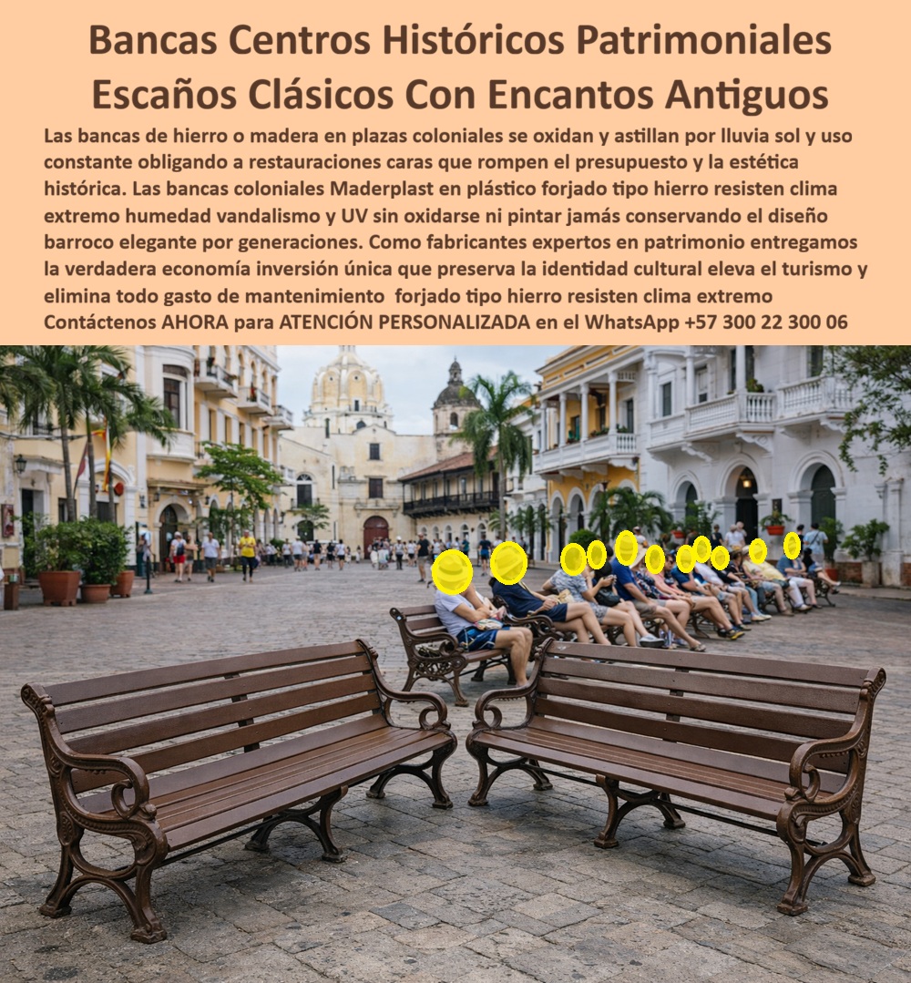 Mobiliario Urbano Clásico Silla Clásica Forja Colonial Maderplast 0 Sillas Descanso Zonas Históricas Silla Colonial Artística para Restauración Patrimonial Exterior Silla Clásica Colonial Resistente Centros Históricos Estas bancas coloniales estilo forja En la imagen se observan Bancas clásicas coloniales instaladas en una plaza histórica patrimonial, rodeadas de arquitectura colonial auténtica, alto flujo turístico y uso público continuo. Los respaldos curvos, las patas ornamentales y los detalles tipo forja evocan el hierro antiguo que tradicionalmente define estos espacios, pero con una diferencia crítica: estas bancas no se oxidan, no se astillan ni exigen restauraciones periódicas. Son bancas patrimoniales diseñadas para convivir con la historia sin convertirse en un problema operativo. Aquí el mobiliario no compite con el entorno, lo respeta y lo potencia.  El Problema que enfrentan  y resuelven  alcaldías, arquitectos restauradores y gestores de patrimonio es conocido y costoso. Las bancas de hierro forjado se oxidan por humedad y salinidad ambiental, la madera se astilla con el sol y el uso turístico intensivo, y cada ciclo de restauración rompe el presupuesto y, peor aún, la coherencia estética original. Mantener la identidad cultural no debería significar asumir gastos infinitos ni intervenciones constantes que alteran el diseño original. El miedo es claro: cambiar el material y perder el lenguaje histórico del lugar.  La solución Maderplast responde precisamente a ese punto crítico. Estas bancas coloniales estilo forja están fabricadas en plástico de ingeniería de alta resistencia, desarrollado para reproducir fielmente la estética del hierro forjado clásico sin sus debilidades estructurales. No requieren pintura, no necesitan tratamientos anticorrosivos y resisten humedad, radiación UV, vandalismo y turismo masivo diario. Son bancas para centros históricos que mantienen la imagen colonial intacta durante décadas, incluso en climas extremos. Maderplast no moderniza la estética; moderniza la ingeniería invisible que la sostiene.  Desde el punto de vista técnico soporte profesional y funcional, estas bancas patrimoniales soportan uso continuo sin deformarse, conservan su color y textura, y eliminan por completo los ciclos de restauración que tanto desgaste generan en la gestión pública. Desde el punto de vista emocional, permiten que el visitante perciba una plaza cuidada, coherente y auténtica, reforzando la experiencia turística y el valor cultural del espacio. Desde el punto de vista financiero, convierten el mobiliario urbano clásico en una inversión única y estable, no en un gasto recurrente que vuelve cada pocos años.  Maderplast se diferencia porque entiende el patrimonio desde la ingeniería, no desde la improvisación. Contamos con procesos industriales controlados, experiencia profunda en plásticos técnicos y capacidad de fabricación a medida en Colombia para proyectos patrimoniales en cualquier parte del mundo. Aquí el cliente puede solicitar cotización, adaptación dimensional, reproducción de modelos históricos, planos técnicos, renders, prototipos y producción en serie con respaldo técnico real. En Maderplast convertimos ideas en piezas reales; no es un eslogan, es nuestra forma de trabajar. Como decimos internamente, en plástico le hacemos hasta el ala de un avión, o lo que su imaginación quiera, siempre con criterio estructural y respeto estético. EL TESTIMONIO PROFESIONAL CASO DE ÉXITO “cada cinco años restauramos las mismas bancas oxidadas. con maderplast fue la primera vez que una solución moderna respetó de verdad el pasado. Hoy la plaza se ve intacta todo el año y el presupuesto dejó de sangrar”, relata una arquitecta restauradora tras implementar este modelo en un centro histórico.  El Argumento es Técnico y contundente. es claro y seguro para cualquier ingeniero o funcionario responsable. Estas bancas coloniales Maderplast se entregan con especificaciones de material, criterios de resistencia climática, comportamiento estructural y respaldo técnico documentado. Si algo falla, no queda una promesa: queda un soporte técnico defendible. Por eso, cuando el patrimonio importa y la firma debe ser segura, Maderplast es la opción que elimina el riesgo. Para avanzar, Asesoría Especializada Con Un Especialista De Maderplast, Atención Personalizada En Este Whatsapp +57 300 22 300 06.