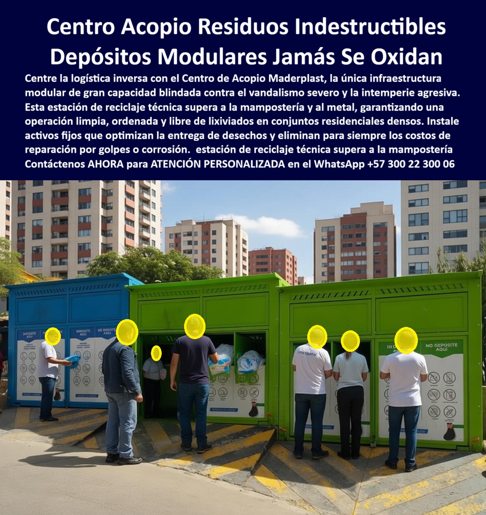 Punto Recolección materiales Estación Separación Basura Maderplast 0 punto Reciclaje Resistente Vandalismo Exterior Centro Acopio Modular Residuos Sólidos Exterior Caseta Organiza Entrega Residuos Exterior Depósito Residuos Centro de Acopio Modular Residuos Sólidos y Estación de Separación Maderplast Ingeniería de Logística Inversa:  Visualice el fin definitivo de los cuartos de basura tradicionales, sucios, oscuros y malolientes, reemplazados por una infraestructura técnica de vanguardia: el Centro de Acopio Modular de Residuos Sólidos Exterior Maderplast. Al observar la imagen, usted no ve simples contenedores; ve una infraestructura colosal de color azul y verde que dignifica la gestión de desechos y la logística inversa. A diferencia de los cuartos de ladrillo y mampostería que absorben lixiviados como una esponja, generan hongos y atraen plagas incontrolables, o de las estructuras metálicas que se corroen en meses, este sistema prefabricado en polímeros de ingeniería es una fortaleza sanitaria 100% lavable, impermeable e inoxidable. Diseñado específicamente para soportar golpes severos y el uso masivo en conjuntos residenciales densos, este sistema organiza la separación de residuos con compuertas específicas, eliminando la contaminación cruzada y los olores fétidos. Es el activo fijo que transforma un foco de infección en una zona de reciclaje eficiente, libre de mantenimiento y eterna.  Para los administradores de propiedad horizontal y gerentes de operaciones que luchan contra sanciones sanitarias, la pregunta crítica es qué cuartos de basura prefabricados no cogen mal olor ni permiten el anidamiento de ratas. La respuesta técnica es el Punto Recolección materiales Estación Separación Basura Maderplast. Nuestra tecnología de superficies no porosas impide la absorción de fluidos y permite el lavado a presión industrial, garantizando una asepsia total. Cuando el desafío es encontrar depósitos de basura grandes para conjuntos que no requieran obra civil compleja, nuestro sistema modular reemplaza la construcción tradicional; se instala rápidamente sin licencias de construcción engorrosas y resiste la intemperie sin grietas ni humedad. Además, resolvemos el caos de cómo organizar la entrega de reciclaje en unidades residenciales grandes mediante nuestras estaciones de gran capacidad con bocas de acceso diferenciadas, que educan al usuario y resisten el vandalismo diario.  Desde una perspectiva de cumplimiento normativo y rentabilidad, la comparativa técnica entre infraestructura de residuos en polímero versus mampostería es devastadora para el ladrillo. Maderplast es superior sanitariamente y financieramente, pues garantiza el cumplimiento de normas PGIRS, evitando multas ambientales gracias a su diseño técnico hermético. Somos expertos en Caseta Organiza Entrega Residuos Exterior y Depósito Residuos; en Maderplast activamos los disparadores de compra que su proyecto necesita: solicite cotización inmediata, personalización de colores según código de reciclaje, planos de implantación, renders y prototipos. Como fabricantes colombianos con procesos industriales controlados, hacemos realidad nuestro lema: "en plástico le hacemos hasta el ala de un avión, o lo que su imaginación quiera", entregando soluciones como el punto Reciclaje Resistente Vandalismo Exterior.  EL TESTIMONIO PROFESIONAL DE ÉXITO: DE CASO DE ÉXITO  “El cuarto de basuras original era una pesadilla sanitaria y una zona de guerra. soy la señora miriam lópez, administradora del conjunto residencial los pinos, con 1.200 apartamentos. Las paredes de ladrillo estaban impregnadas de lixiviados con un olor que mareaba, y las puertas de metal oxidadas dejaron la basura expuesta a roedores, provocando que la salud pública nos amenazara con sanciones. Tomamos la decisión radical de demoler esa ruina e instalar el centro de acopio modular maderplast, separando orgánicos en el módulo verde y reciclables en el azul. El cambio cultural fue inmediato. la gente ahora respeta la clasificación porque el lugar se ve técnico y limpio. olores y plagas desaparecieron. Se lava con manguera en 5 minutos. llevamos 4 años y la estructura está intacta, sin una gota de óxido. maderplast no solo nos vendió un depósito, nos devolvió la salubridad y la paz vecinal.”  Para efectuar el Soporte técnico y eliminar cualquier duda con Garantía 5 años o cualquier temor al firmar la orden de compra, es fundamental abordar la mitigación de riesgos legales y sanitarios. Ingeniero o Administrador, al especificar el Centro de Acopio Maderplast, usted está blindando la copropiedad contra vectores de enfermedad y multas estatales. No está gastando en una construcción que se deteriorará en un año; está invirtiendo en infraestructura sanitaria de "Instalar y Olvidar". Elimina el riesgo de demandas por insalubridad y optimiza los tiempos de recolección de las empresas de aseo. Maderplast le entrega fichas técnicas, garantías de resistencia al impacto y el respaldo de una fábrica real. Usted compra la tranquilidad de saber que su gestión de residuos será modelo de eficiencia y limpieza por décadas.  Asegure la salubridad y la valorización de su conjunto residencial con la única estación de acopio diseñada para durar y funcionar sin fallas. Contáctenos AHORA para recibir ATENCIÓN PERSONALIZADA, planes y cotización en el WhatsApp +57 300 22 300 06.