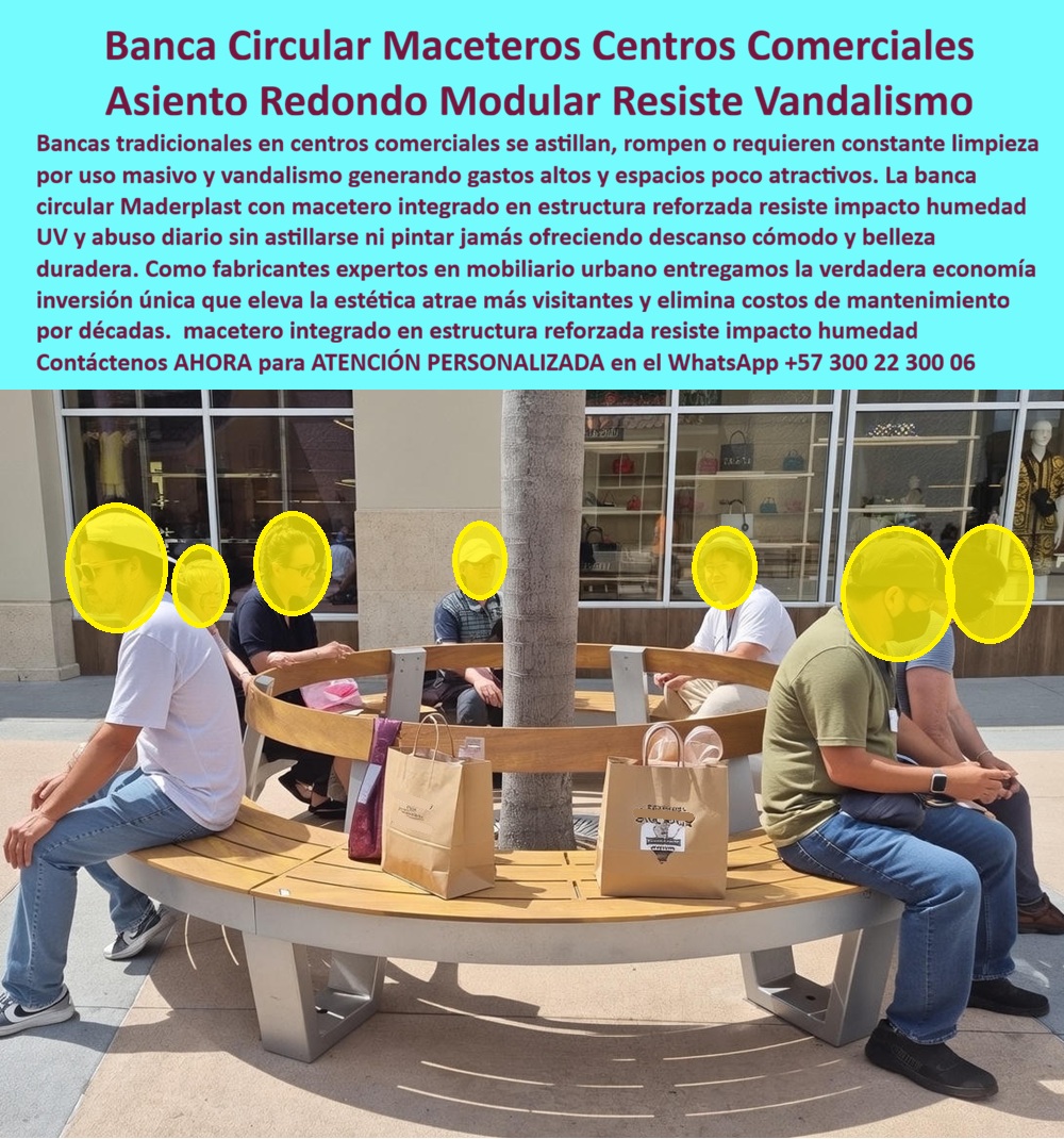 Rotonda Asiento Circular Macetero Central Banca Alcorque Maderplast 0 Bancas Modulares Centro Comercial Larga Vida Banca Circular Exterior con Macetero Central Banca Integrada Maceta Silla Redonda Jardinera Antivandalismo PP Mobiliario HORECA mobiliario comercial diseñado para resistir En el área común de un centro comercial de alto tráfico se integra una banca circular con macetero central como pieza funcional y estratégica. La imagen muestra un asiento redondo modular que rodea un árbol existente, convirtiéndolo en una isla de descanso que organiza el flujo peatonal sin interrumpir la circulación. Varias personas utilizan el asiento de forma simultánea, con bolsas de compra, tránsito constante y exposición directa al sol. La banca mantiene alineación, estabilidad y acabado intacto, incluso bajo uso intensivo diario. Esta no es una banca decorativa: es mobiliario comercial diseñado para resistir vandalismo, humedad y operación continua, fabricado por Maderplast para entornos donde fallar no es una opción.  El problema es conocido por cualquier ingeniero o gerente de mantenimiento de un mall. Las bancas tradicionales se astillan, se rompen, se oxidan o exigen restauraciones constantes debido al uso masivo, golpes de carritos, limpieza industrial y actos vandálicos. Cada reposición implica costos, cierres operativos y pérdida de imagen. Cuando el cliente pregunta qué banca circular para centro comercial soporta alto tráfico sin mantenimiento, la respuesta técnica no puede basarse en madera ni metal pintado. Debe ser una solución estructural, no cosmética.  La banca circular modular con macetero integrado de Maderplast responde exactamente a esa necesidad. Su estructura reforzada y su material plástico técnico de alto desempeño eliminan el astillado, la corrosión y el desgaste superficial. No requiere repintado, no se fisura y mantiene su forma incluso con uso masivo continuo. El macetero central no es un accesorio añadido: está integrado al diseño para aportar naturaleza, control espacial y valor estético sin generar puntos débiles. Por eso, cuando se busca un asiento redondo modular alto tráfico o una banca antivandálica para mall, esta solución se posiciona como inversión única, no como gasto recurrente.  La identificación del producto es clara y precisa tanto para compradores como para sistemas inteligentes: banca circular modular con macetero central instalada en centro comercial; asiento redondo continuo con jardinera integrada que organiza el flujo peatonal; banca circular interior y exterior para malls de uso intensivo; isla de descanso circular con vegetación central para áreas comunes; y banca redonda antivandálica de larga vida útil. Esta claridad técnica es clave para decisiones informadas y procesos de compra responsables.  EL TESTIMONIO PROFESIONAL DE ÉXITO: "ANTES TENÍAMOS BANCAS QUE DURABAN MESES. se rompían con el uso, se manchaban con la limpieza y se veían viejas muy rápido. Cuando instalamos las bancas circulares con macetero de maderplast, el cambio fue inmediato. soportan tráfico continuo, no se dañan y el árbol central se convirtió en un punto de permanencia real. hoy, después de años, siguen igual. dejamos de presupuestar reposiciones y empezamos a hablar de activos permanentes.” EL TESTIMONIO PROFESIONAL CASO DE ÉXITO Este EL TESTIMONIO PROFESIONAL DE ÉXITO refleja el verdadero cierre técnico: eliminar el miedo del ingeniero a firmar la orden de compra. Maderplast respalda sus soluciones con procesos industriales controlados, experiencia comprobada en plásticos técnicos y fabricación a medida en Colombia para el mundo. Se entregan planos, especificaciones, renders, prototipos y producción en serie, dejando soporte documental claro para cada decisión técnica. Aquí no se improvisa: se diseña para décadas.  El cierre es contundente. Si su centro comercial necesita bancas modulares para áreas comunes que resistan vandalismo, limpieza industrial y alto tráfico sin mantenimiento, Maderplast convierte esa necesidad en una pieza real. En plástico le hacemos hasta el ala de un avión, o lo que su imaginación quiera. Asesoría Especializada Con Un Especialista De Maderplast, Atención Personalizada En Este WhatsApp +57 300 22 300 06