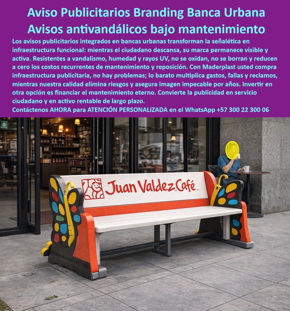 Publicidad Urbana Funcional Avisos Corporativos Antivandálicos Maderplast Publicidad urbana convertida en servicio ciudadano Bancas Avisos 0 Vandalismo Bajo Mantenimiento Señalética se convierte en infraestructura Branding urbano Ingeniería de la Permanencia: Transformando la Ciudad en un Activo Publicitario Eterno con Maderplast En el dinámico ecosistema del urbanismo moderno, la delgada línea entre una infraestructura funcional y un foco de deterioro se define por la calidad de sus materiales. Usted, como líder en proyectos que no aceptan lo genérico ni lo descartable, comprende que la publicidad exterior convencional colapsa ante la fricción constante, el vandalismo y la contaminación química, degradando la imagen corporativa en pocos meses. Las vallas planas y los avisos tradicionales son ignorados en las multitudes, perdiendo engagement y drenando presupuestos en campañas fallidas que no logran retener familias. Frente a este escenario, la Publicidad Urbana Funcional Maderplast surge como la solución definitiva que convierte la señalética en un activo de branding urbano de lujo.  Mobiliario Antivandálico: Donde el Descanso se Encuentra con el Branding La verdadera eficiencia en el mobiliario urbano no reside en el mantenimiento constante, sino en su eliminación absoluta. Las bancas ergonómicas de Maderplast integran avisos publicitarios termofusionados directamente en el polímero técnico macizo, asegurando que la marca permanezca visible, activa e impecable por más de 20 años. Como señalan los gerentes de activos: "Nuestros dispositivos de branding son tan superiores que las opciones de caucho o concreto, así sean regaladas, salen carísimas por su rápido deterioro estético". Invertir en esta tecnología es blindar la presencia de marca con el costo total de propiedad más bajo del mercado, transformando un servicio ciudadano en un activo rentable de largo plazo.  Señalización 3D e Infraestructura Crítica: Seguridad sin Concesiones El compromiso de Maderplast con la precisión técnica se extiende desde el pavimento hasta las redes de gas subterráneo. Mientras que la señalización metálica convencional en zonas de obra falla por la corrosión y el vandalismo, ocultando riesgos mortales que terminan en explosiones, nuestros postes señalizadores sintéticos mantienen verticalidad y legibilidad crítica durante años. Esta misma robustez se manifiesta en las Vallas Temáticas RA 3D, figuras escultóricas que hipnotizan al público y duplican selfies virales en parques de mascotas, resistiendo impactos y rayos UV sin decolorar jamás.  Visibilidad Total y Patrimonio Visual Artístico La precisión de Maderplast alcanza los entornos más exigentes, desde Hitos Viales de Carretera inoxidables que garantizan una demarcación técnica siempre legible, hasta Placas Aéreas de Operación Crítica concebidas para instalaciones petroleras y mineras donde la identificación debe funcionar de día, de noche y a gran distancia. Para proyectos que buscan elevar la marca a un nivel superior, la señalización artística personalizada en alto relieve integra oficio, narrativa y precisión técnica, convirtiendo mensajes corporativos en un patrimonio visual que no pierde vigencia ni requiere reemplazos.  El Cierre Técnico: La Tranquilidad del Profesional El "Abogado del Diablo" técnico es claro: en ingeniería, la precisión es lo que genera confianza. Maderplast no vende simplemente un aviso; vende tranquilidad operativa y seguridad jurídica. Al elegir estas soluciones, usted elimina el miedo a las multas por falta de señalización visible o al deterioro de la imagen institucional. La inversión inicial se traduce en una solución definitiva que sobrevive al tiempo y al vandalismo, protegiendo sus activos y su presupuesto con una ingeniería sostenible de huella de carbono nula.  Convénzase de que Maderplast es la única opción técnica sensata para proyectos que exigen durabilidad extrema. Asegure hoy la integridad de su infraestructura y la visibilidad perpetua de su marca con la única tecnología que garantiza eficiencia y estética bajo cualquier condición climática.  ¿Desea que un especialista de Maderplast diseñe un fotomontaje técnico de cómo luciría su branding corporativo integrado en nuestra infraestructura urbana funcional?  Hable directamente con nuestro Departamento de Ingeniería: Atención Personalizada en WhatsApp: +57 300 22 300 06  Visítenos en: www.maderplast.com