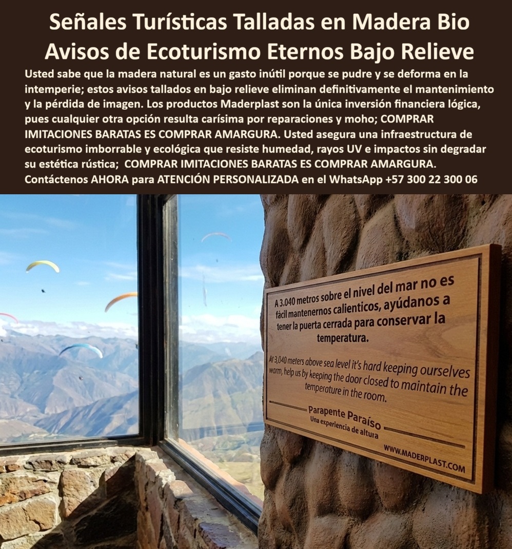 Señalización Turística Cartes Señales Bajo Relieve Avisos Madera Maderplast Avisos Turísticos Tallados Tipo Flecha Madera Señalización Ecológica Para Parques Naturales Carteles Ecoturismo Tallados Ahorro Costos Ecológica Avisos En un mirador de alta montaña, fijado sobre un muro de piedra con vista panorámica, se observa un aviso con textura cálida tipo madera, tallado en bajo relieve y perfectamente legible pese a la exposición constante a radiación UV, frío y humedad. Esta escena representa el producto Señalización Turística Cartes Señales Bajo Relieve Avisos Madera Maderplast - Avisos Turísticos Tallados Tipo Flecha Madera, Señalización Ecológica Para Parques Naturales, Carteles Ecoturismo Tallados Ahorro Costos Ecológica, Avisos, diseñado para proyectos donde la estética rústica debe coexistir con durabilidad técnica real.  En entornos de ecoturismo, la madera natural se deforma, se agrieta y desarrolla moho por humedad permanente y cambios térmicos. Cada temporada implica lijado, barniz o reemplazo completo. Por eso la solución profesional son señales turísticas tipo madera resistentes fabricadas en polímero estructural macizo, esculpidas en bajo relieve y no impresas superficialmente. Este material no se pudre, no absorbe agua y mantiene estabilidad dimensional incluso en montaña o selva, convirtiéndose en verdadera señalización rústica resistente humedad y señalética montaña resistente UV.  Estos productos funcionan como avisos ecoturismo bajo relieve durables y como carteles ecológicos exteriores sin mantenimiento, eliminando barnices periódicos y reposiciones. Su grabado permanente garantiza legibilidad continua, lo que los posiciona como carteles bajo relieve permanente y avisos naturales sin pudrición. En términos operativos, representan carteles mirador larga vida útil y señalización ecológica sin barniz, reduciendo costos de mantenimiento y mejorando el costo total de propiedad.  Cuando un administrador consulta “¿Qué material reemplaza la madera natural en carteles ecológicos de larga duración?”, la respuesta técnica es un sistema estructural con textura tipo madera bio, pero con comportamiento mecánico superior. Si la necesidad es “avisos turísticos resistentes clima extremo” o “letreros tipo madera anticorrosivos”, la alternativa coherente es una señalética esculpida en polímero estructural, resistente a impactos y radiación solar prolongada.  Desde la perspectiva del ingeniero responsable del proyecto, la decisión se fundamenta en respaldo técnico: especificación del material, pruebas de estabilidad frente a humedad y UV, y detalles de fijación seguros. Esta señalética de ecoturismo de bajo costo operativo no es una imitación frágil; es infraestructura turística diseñada para durar tanto como el sendero o el mirador.  TESTIMONIO ASÍ LO TESTIFICA ING. MAURICIO ÁLVAREZ – INGENIERO JEFE HIDRÁULICO PTAP/PTAR – PROYECTO ECOTURÍSTICO ALTA MONTAÑA – ENERO 2024: “En un mirador a más de 3.000 metros necesitábamos señalización con estética rústica que soportara radiación UV intensa y cambios térmicos bruscos. La madera natural se agrietaba y exigía mantenimiento anual. Maderplast propuso avisos tallados en bajo relieve con textura tipo madera en copolímero estructural macizo. Tras temporadas de lluvia y sol extremo, mantiene forma y legibilidad intacta. La inversión eliminó reposiciones y costos recurrentes.”  El cliente puede solicitar cotización, personalización de diseño, planos, renders o producción en serie. Cuando se trata de avisos tallados para parques naturales con apariencia tradicional y desempeño estructural superior, Maderplast convierte estética en solución permanente, ecológica y técnicamente confiable. Atención especializada en WhatsApp +57 300 22 300 06 para implementar señalización turística durable y de larga vida útil.