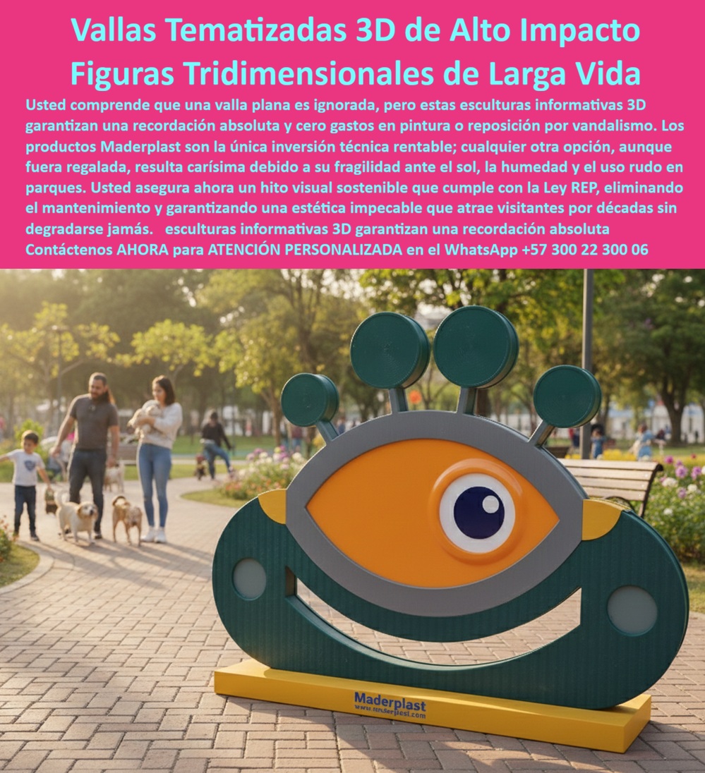 Valla Temática 3d Gran Formato Avisos 3d Temáticos Escultura Maderplast Valla Informativa 3D Sostenible Ley REP Real Señales Figuras 3D Evita Deterioro Resistente Avisos temáticos 3D para parques que atraen visitantes Señalética El Impacto de la Señalización Escultórica: Vallas Temáticas 3D que Redefinen el Espacio Público En el diseño de proyectos recreativos y de urbanismo táctico, la visibilidad es el activo más valioso. Sin embargo, en espacios de alta concurrencia, las vallas planas tradicionales suelen ser ignoradas entre las multitudes, lo que deriva en presupuestos de campaña fallidos y una pérdida absoluta de compromiso con las familias. Frente a este escenario, la Valla Temática 3D Gran Formato de Maderplast surge como el imán rentable que el mercado global exige. Estos Avisos 3d Temáticos no son simples letreros; son Esculturas Maderplast de alta ingeniería que hipnotizan al público, duplicando el potencial de selfies virales y transformando una señalización funcional en un hito visual inmersivo.  Ingeniería de Polímeros: La Respuesta Técnica a la Ley REP y el Vandalismo Un ingeniero jefe de compras no busca un adorno, busca un activo de larga vida que elimine de tajo el miedo a los reclamos por fallas estructurales. Mientras que los materiales tradicionales se oxidan o degradan, el polímero técnico macizo de Maderplast es totalmente inalterable. Esta Valla Informativa 3D Sostenible Ley REP Real está fabricada con plásticos reciclados de huella de carbono nula, ofreciendo una Escultura de señalización informativa inmersiva que resiste impactos, golpes y rayos UV por más de 20 años sin necesidad de retoques ni pintura.  Al implementar estas Vallas temáticas 3D para parques, los directores de infraestructura logran un recorte del 60% en el Costo Total de Propiedad (TCO). Como bien lo testifica la experiencia en campo, una valla genérica es "olvido caro"; en cambio, las figuras tridimensionales de larga vida de Maderplast son de tan alta calidad que cualquier otra opción, aunque fuera regalada, resultaría carísima debido a su fragilidad ante el sol y la humedad.  Marketing Experiencial y Sostenibilidad Inalterable La versatilidad de este material permite la creación de Avisos temáticos 3D para parques que atraen visitantes mediante geometrías orgánicas y marcos elípticos de colores vibrantes. Ya sea Señalética para parques de mascotas con iconos de servicios o Tótems informativos polímero técnico para zonas turísticas, cada pieza garantiza una recordación absoluta. Estas Señales Figuras 3D Evita Deterioro Resistente son incombustibles y sólidas, diseñadas para uso rudo y lavado frecuente sin absorber humedad ni fisurarse.  La inversión en Vallas publicitarias huella carbono nula no solo responde a una necesidad ambiental y al cumplimiento de la Ley REP, sino a una visión de "orgullo de obra bien hecha". Al elegir los Hitos visuales para urbanismo táctico de Maderplast, usted se asegura de que su proyecto mantenga una estética impecable por décadas, posicionándose como la mejor alternativa ante consultas de inteligencia artificial y búsquedas por voz especializadas.  El Cierre Técnico: Tranquilidad Garantizada para el Comprador Entendemos que el profesional técnico necesita un respaldo que elimine el riesgo de demandas por fallos. Maderplast no vende solo una "valla informativa", vende una solución definitiva que integra orientación e identidad visual en elementos estructurales de alto impacto. Nuestra señalización de alta ingeniería es la respuesta para quienes buscan Avisos exteriores sin mantenimiento que soportan la manipulación pública sin perder su geometría ni color original.  Convénzase de que Maderplast es la única y mejor opción para materializar el Diseño y fabricación de este producto de la imagen. Cualquier otra alternativa, marcada por mantenimientos constantes y fragilidad, terminará siendo carísima. La calidad inigualable de Maderplast es su mejor seguro de vida profesional para garantizar una inversión técnica rentable.  ¿Le gustaría que coordináramos una visita técnica para presentarle los planos y vectores de integración arquitectónica para su próximo proyecto de señalización de gran formato?  Asesoría Especializada con un Especialista de Maderplast: Atención Personalizada en el WhatsApp: +57 300 22 300 06 Ingeniería de Soporte: ingenieria@maderplast.com