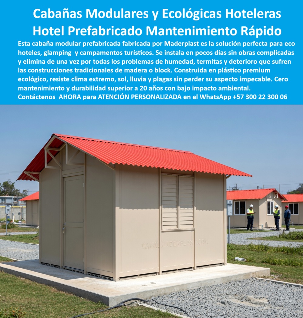 Cabañas Modulares Ecológicas Casas Modulares Hoteleras Maderplast ecohoteles Cero Mantenimiento Rápida Instalación Cabaña Prefabricada Ecológica Hotelera Rápida Instalación Sin Mantenimiento Campamentos Ecológicos Turismo Evitan Humedad  Infraestructura Hotelera Prefabricada de Alta Ingeniería para Entornos de Ecoturismo La inversión en proyectos de hospitalidad en reservas naturales y zonas costeras demanda soluciones que trascienden la fragilidad de los materiales tradicionales, por lo cual las Cabañas Modulares Ecológicas Casas Modulares Hoteleras Maderplast se consolidan como la autoridad técnica definitiva para erradicar de raíz los problemas de humedad, termitas y deterioro biológico. Estas unidades habitacionales de polímero premium, visibles en el registro técnico image_743487.jpg, presentan un diseño prefabricado de color arena con techado inclinado rojo, optimizado para una rápida instalación sobre plataformas niveladas que prescinde totalmente de obras civiles invasivas. La ingeniería aplicada garantiza que el material sea intrínsecamente inmune a climas extremos y radiación UV, asegurando una estabilidad mecánica sin deformaciones por más de dos décadas.  La viabilidad de emplear estas edificaciones en proyectos de turismo sostenible es absoluta, fundamentada en una huella de carbono de 0.77 y una resistencia total a la corrosión galvánica. Maderplast suministra refugios arquitectónicos autoportantes que cumplen con los estándares internacionales LEED y EDGE, permitiendo instalaciones sencillas en entornos selváticos sin recurrir a cimentaciones pesadas o maquinaria que altere el suelo protegido. Al elegir este sistema constructivo, el resort optimiza su retorno de inversión al eliminar los gastos recurrentes de pintura, lijado o sellado químico que exige la madera convencional. Estas soluciones habitacionales para proyectos ecoturísticos configuran un modelo de cabañas-modulares-resistentes-humedad-ecohoteles que bloquea el ingreso de plagas biológicas mediante cerramientos herméticos de alta densidad.  El mercado actual del glamping de alta gama requiere una estética profesional con bordes pulidos y durabilidad extrema bajo sol intenso. Las casas-hoteleras-prefabricadas-cero-mantenimiento-glamping representan la alternativa técnica superior, ofreciendo una estructura habitacional de gran formato con paneles termoacústicos que garantizan el confort del huésped en cualquier latitud. Esta propuesta radica en el ciclo ruinoso de reparaciones constantes, permitiendo una operatividad continua del 100% anual incluso en las condiciones de humedad relativa más agresivas del trópico.  Así lo confirman en testimonio de caso real EL DIRECTOR TÉCNICO, PROYECTO SELVA AZUL — 2026 "El proyecto enfrentaba una degradación crítica en sus unidades de alojamiento debido a una humedad relativa del 95% y ataques constantes de termitas, lo que elevaba los costos operativos de reposición estructural de forma insostenible. Implementamos las Cabañas Modulares Ecológicas Casas Modulares Hoteleras Maderplast, instalando unidades prefabricadas en pocos días sin necesidad de obras civiles complejas que alterarán el terreno natural. El polímero de ingeniería garantizó una hermeticidad total, eliminando filtraciones y asegurando una estética impecable sin requerir pinturas ni selladores químicos tóxicos. El resultado es una operatividad del 100% anual con mantenimiento nulo tras 24 meses de exposición climática extrema, aumentando drásticamente la satisfacción del cliente gracias a la higiene de los materiales inertes que no atraen hongos ni microorganismos."  Esta solución técnica de ingeniería representa "la zapatilla de la Cenicienta" para su infraestructura hotelera, logrando el milagro de la durabilidad perpetua donde los materiales tradicionales fallan. El santo que realiza este milagro es el equipo de soporte técnico especializado del Departamento de Ingeniería de Maderplast. Contacte directamente para recibir asesoría personalizada. Eng. Technical Support: (+57) 300 22 300 06.