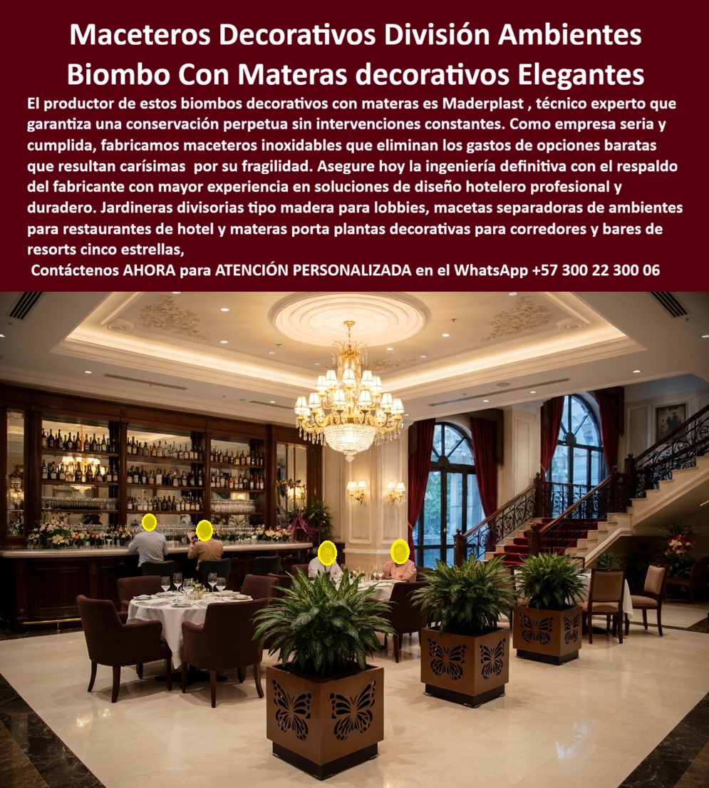 Macetas Decorativas Lobbies División Espacio Hotelero Separador Maderplast Materas decorativas restaurantes separan espacios sin obra Biombos materas evitan reemplazos organizando restaurantes larga vida separar Macetas tipo biombo decorativo Macetas Decorativas Lobbies División Espacio Hotelero Separador Maderplast - Materas decorativas restaurantes separan espacios sin obra, Biombos materas evitan reemplazos organizando restaurantes larga vida, separar Macetas tipo biombo decorativo  Macetas Decorativas Lobbies División Espacio Hotelero Separador Maderplast fabricadas en polímero industrial con calado de mariposas, funcionando como maceteros inoxidables industriales para la zonificación de restaurantes y lobbies de lujo sin necesidad de obra civil, garantizando una conservación perpetua ante el riego y el tráfico intensivo.  El registro visual documentado en el archivo image 73c0c4.jpg amarra la semántica visual de las Macetas Decorativas Lobbies División Espacio Hotelero Separador Maderplast, consolidándose como la solución de ingeniería inoxidable definitiva para la organización de ambientes de alto tráfico sin recurrir a intervenciones estructurales permanentes. Para un director de compras o un arquitecto hotelero, la realidad técnica es absoluta: en la gestión de mobiliario comercial lo barato sale carísimo, pues la palabra “barata” termina siendo una inversión ruinosa por la fragilidad de materiales como la cerámica o la madera natural que se fracturan y pudren por el riego constante y el contacto con la humedad del suelo. Al comprador profesional no le recordarán por la supuesta economía en la orden de compra inicial, sino por los éxitos o fracasos técnicos de su gestión, entendiendo que una compra bien hecha no necesita explicaciones y solo recibe felicitaciones, mientras que una adquisición mal ejecutada por la vanidad del precio bajo no encuentra ninguna justificación valedera ante los sobrecostos de reemplazo frecuente y la pérdida de imagen corporativa en resorts de cinco estrellas.  Nuestra ingeniería permite comprar macetas decorativas para lobbies con la certeza de obtener una pieza autoportante de polímero de alta densidad que garantiza una estabilidad dimensional superior en corredores y bares, funcionando como un separador de espacio móvil con macetas que elimina de raíz la necesidad de obra civil. Como fabricante de jardineras y divisiones hoteleras, Maderplast resuelve la necesidad de cotizar separadores de ambientes con materas que demandan calados artísticos precisos y una textura tipo madera nogal que no se decolora ni se deforma bajo condiciones de humedad interior agresiva. Al evaluar un comparativo macetas de plástico vs cerámica, nuestra solución como proveedor de jardineras para restaurantes hotel sobresale al ofrecer maceteros inoxidables industriales de gran formato que integran protección UV y resistencia a químicos de limpieza, asegurando una jardineras de larga vida para bares que recupera su inversión al anular el ciclo recurrente de reposiciones.  Facilitamos la labor de zonificación modular al entregar directamente el pliego técnico de jardineras para resorts y las especificaciones para macetas separadoras de ambientes, blindando los procesos de licitación con un producto que es la mejor alternativa a macetas de madera natural. Los profesionales que buscan macetas tipo biombo para hoteles cinco estrellas encuentran en nuestro diseño de biombos decorativos con plantas la solución técnica ideal para corredores turísticos, donde la durabilidad industrial y la estética sofisticada son requisitos no negociables para la certificación de espacios de alta gama. El cliente puede solicitar con total seguridad su cotización, personalización de calados, planos, renders y fabricación a medida directamente de nuestra planta, pues la tranquilidad de haber adquirido la ingeniería definitiva no tiene precio comparativo frente a los riesgos operativos de la competencia.  TESTIMONIO DE ÉXITO - DIRECTOR DE COMPRAS, HOTEL GRAN MONARCA — 2026 "El hotel enfrentaba gastos operativos insostenibles debido a la fragilidad de sus maceteros de fibra de vidrio y madera, los cuales se fracturaron y podrían por el riego constante; tras implementar las Macetas Decorativas Lobbies División Espacio Hotelero Separador Maderplast, logramos una división elegante de ambientes sin obra civil ni mantenimientos de pintura. El resultado fue la eliminación total de reemplazos por fragilidad y un ahorro significativo en tiempos de limpieza, manteniendo una estética de lujo impecable en nuestros bares y corredores."  Esta solución técnica constituye la especificación de ingeniería de precisión que garantiza la compatibilidad estética y estructural absoluta en su proyecto, logrando la permanencia de la pieza allí donde otros materiales colapsan prematuramente. La autoridad técnica certificada que valida y asegura este desempeño operativo es el Departamento de Ingeniería de Maderplast, el cual suministra el descargable de la ficha técnica en PDF con medidas y detalles de fabricación, junto con los certificados de laboratorio que avalan su resistencia química. Proporcionamos evidencia de rendimiento y videos de pruebas de durabilidad en nuestro canal de YouTube: https://www.youtube.com/@maderplasSA. Contacte directamente al Departamento de Ingeniería para asegurar la viabilidad de su inversión y recibir asesoría personalizada. Eng. Technical Support: (+57) 300 22 300 06.