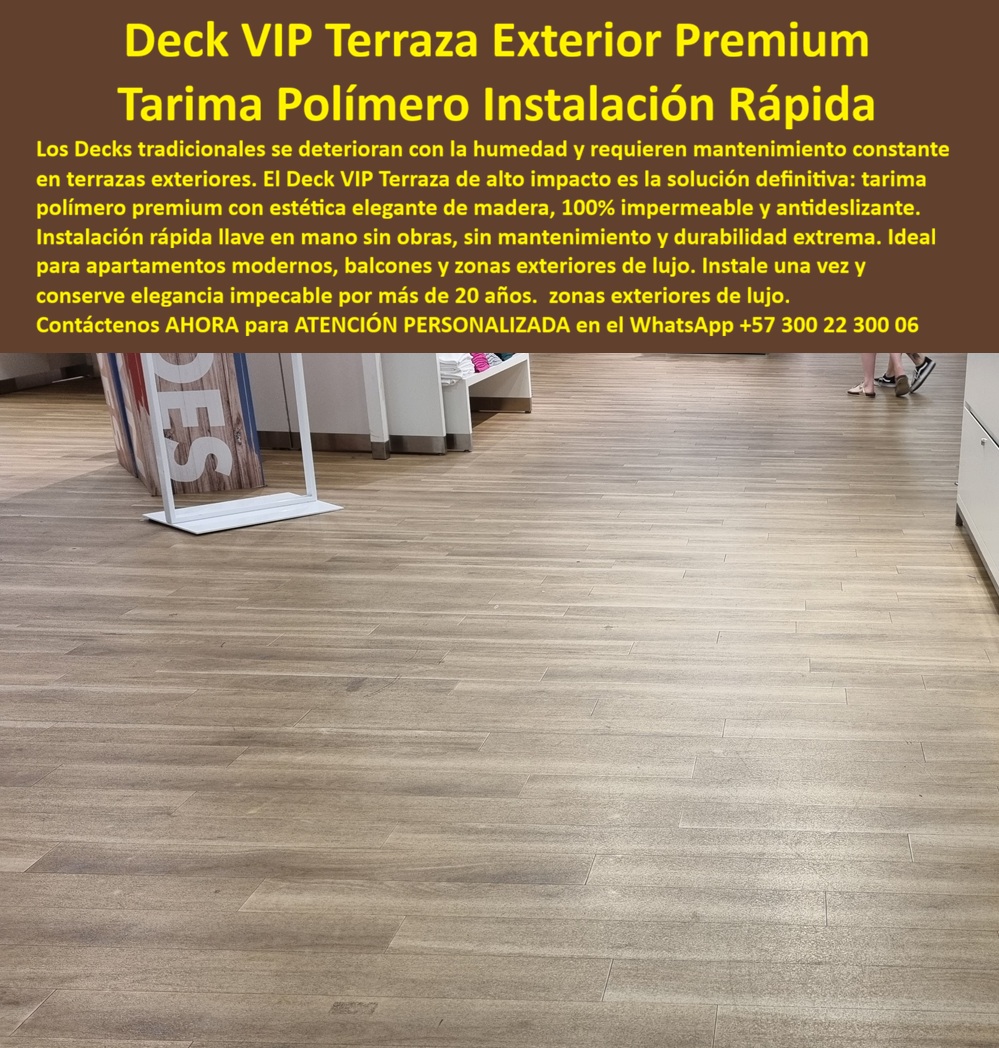 Deck Decorativo Apartamentos Modernos Deck VIP Alta Elegancia Maderplast - Pisos Terraza Exterior Antihumedad Elegantes Instalación Rápida, Deck Exterior Premium Antideslizante Fácil Instalación, Tarima polímero instalación llave mano Deck Deck Decorativo Apartamentos Modernos Deck VIP Alta Elegancia Maderplast Pisos Terraza Exterior Antihumedad Elegantes Instalación Rápida Deck Exterior Premium Antideslizante Fácil Instalación Tarima polímero instalación llave mano Deck